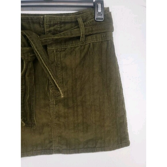 Rewash Belted Mini Skirt Corduroy Hunter Green Size 7/28 - Picture 2 of 5